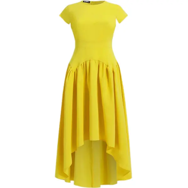 Solid High Low Ruffle Hem Maxi Dress Casual Womenswear  Fit Summer