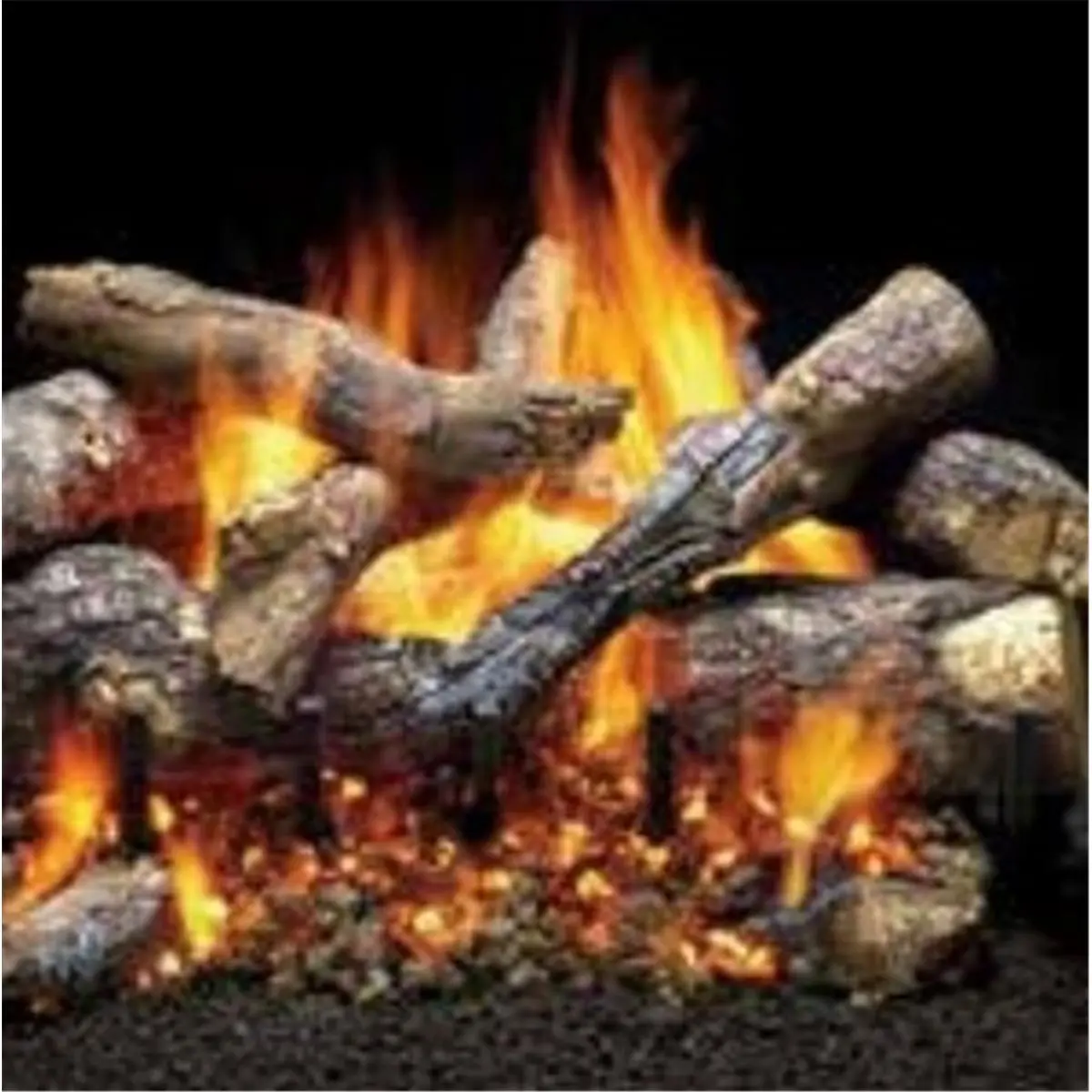 24 in. Grand Oak Gas Log Set with Refractory Cement Construction - 11 Piece