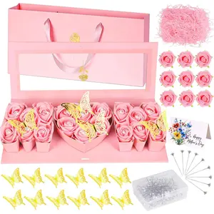 76 count Empty Mom Box, Mothers Day Flower  Box Mom Letter-Shaped Thicker Fillable  Boxes with Tote Bags Artificial  Butterfly Decor for Mothers Day Anniversary Birthday ()