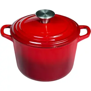 Dutch Oven Pot with Lid 2.8 qt Cast Iron Dutch Oven for Bread Baking Red Enameled Cast Iron Rice Pot with Handels
