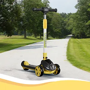 WINHOPE Red Kids Scooter (3-8Y) | 4-Level Adjustable Handle + Colorful Light Wheels | Foldable & All-Terrain！