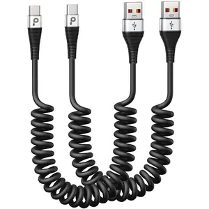 USB C Cable Fast Charging, Pack ft Coiled USB A to Type C Charge Cord for Car, USBC Charging Cable Compatible with iPhone ///Samsung Galaxy S S S S Plus Note  and More USB C Devices