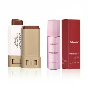 Foundation & Setting Spray Bundle, 2 Counts Solid Cream Foundations, 60ML Waterproof Mattifying Makeup Fixing Spray, Natural Finish, Long-Lasting Wear