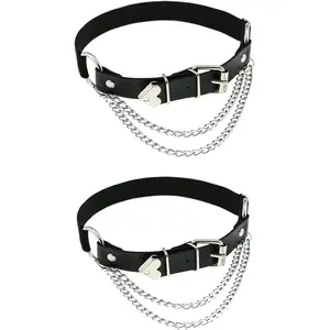 Adjustable Leg Garter with Chains, Elastic Punk Thigh Garters for Women, 1 Pair