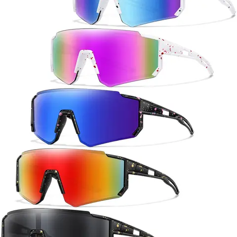 5 Piece Set Fashionable Sporty Sunglasses Set, Lightweight Sports Sunglasses, Sports Eyewear for Men & Women, Cycling, Baseball, Hiking, Outdoor Sports, Uv400 Protection, All Seasons Use