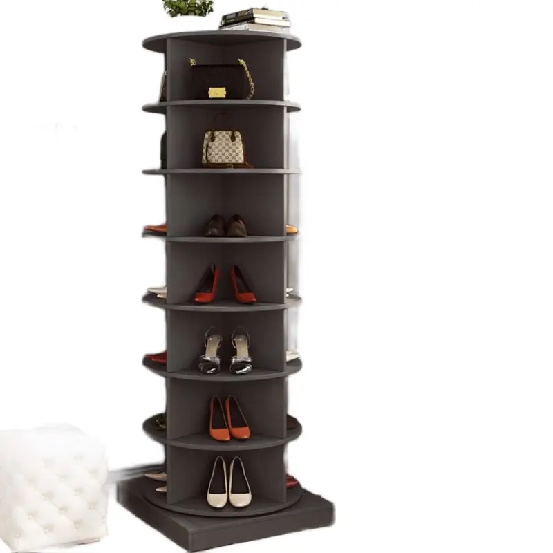 Rotating Shoe Rack Tower, 7-Tier Spinning Shoe Rack, Free Standing 360° Revolving Shoe Organizer, Rotate Shoes Closet Organization for Entryway Living Room Hallway (7-Tier, Gray)