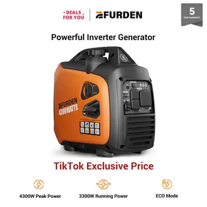 【Deals For You】 Efurden 4300 Watts Portable Inverter Generator, Gas Generator for Outdoor Camping, Home Use, 30A RV Ready, 45 Lbs, EPA Compliant