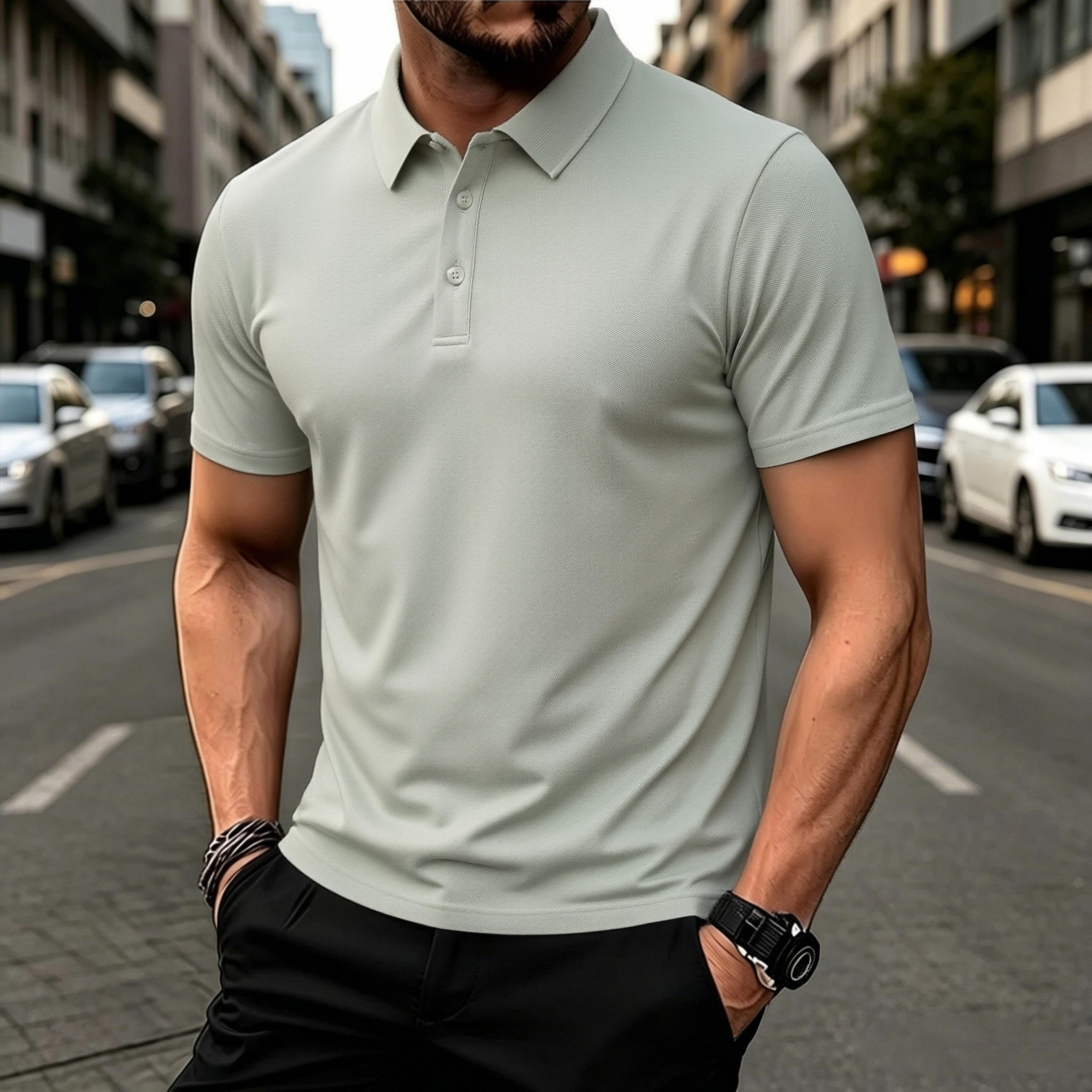 5-Pack Men’s Quick-Dry Polo Shirts – Short-Sleeve Collared Golf Tees, Breathable Casual Tops for Fishing & Cycling