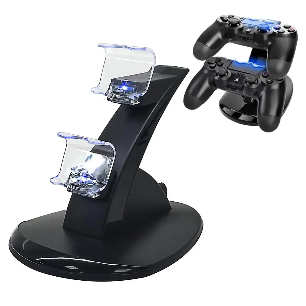 Dual USB Game Console Charging Stand For PS4 Gaming Controller with LED Light, 1 Count Durable Gaming Device Accessories Suitable for PS4/PS4 Pro/PS4