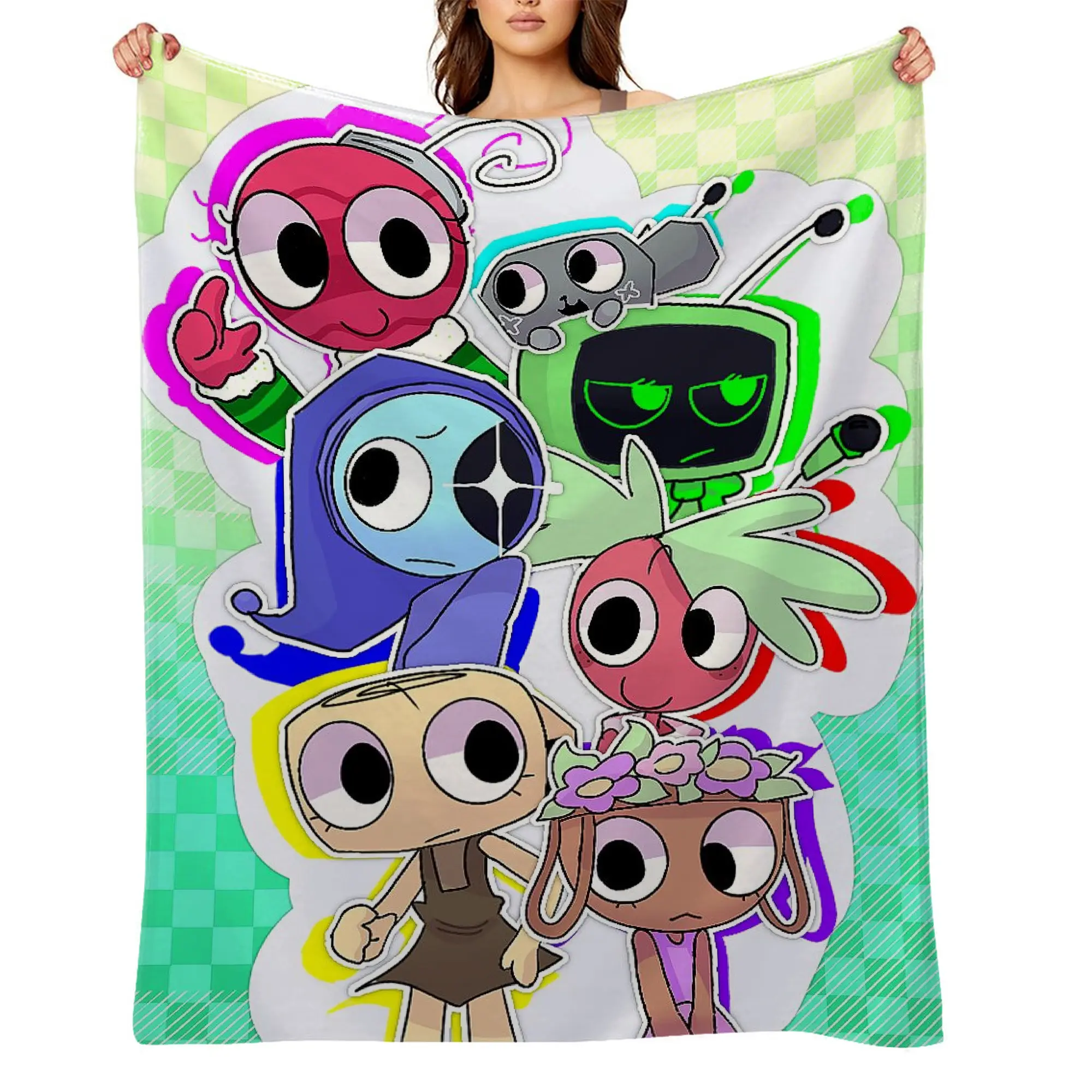 Dandys-World Anime Flannel Throw Blanket for Children - Ultra Soft, Wrinkle Resistant, Anti-Shrink, Quick-Dry, Durable, Machine Washable, Cold Cycle Wash Recommended, Perfect Gift A-25