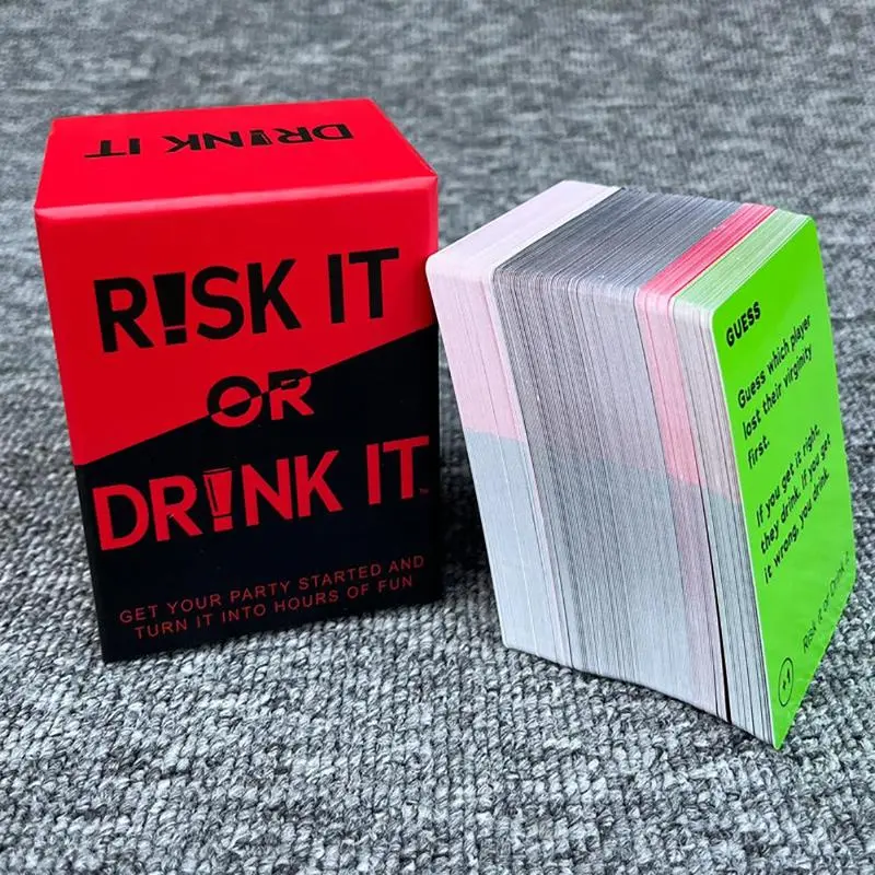 RISK IT or DRINK IT Party Drinking Game, Fun Social Drinking Games for Adults, Bachelorette Party Games, Includes 200 Cards and Instructions