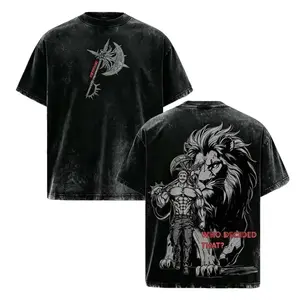 Seven Deadly Sins Escanor Oversized Tee - Grey - Who Decided That Pride Sin Retro Graphic Heavy Cotton Unisex Anime Streetwear Gift For Fans