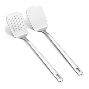 Premium Stainless Steel Spatula Set for Nonstick Cookware – Slotted & Solid Turner, Heavy Duty, Heat Resistant, Rust Proof, Dishwasher Safe Kitchen Utensils for Cooking, Frying, Grilling & BBQ