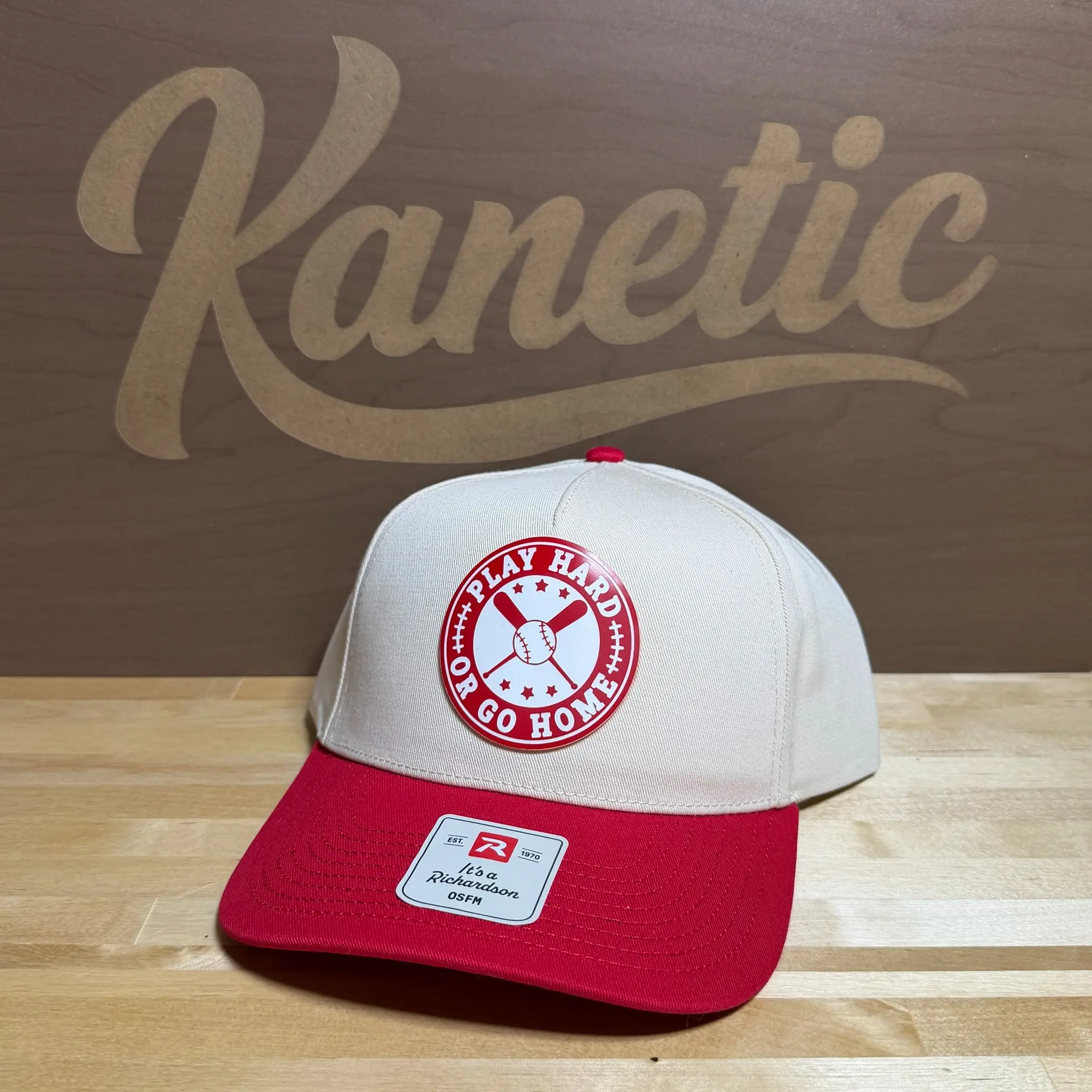 Play Hard or Go Home Athletic Logo Front Patch Graphic Colorful Baseball Hat, Athletic Logo Hats, Front Patch Hats
