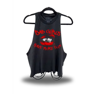 BAD GIRLS HAVE MORE FUN - BLACK CROP TANK TOP