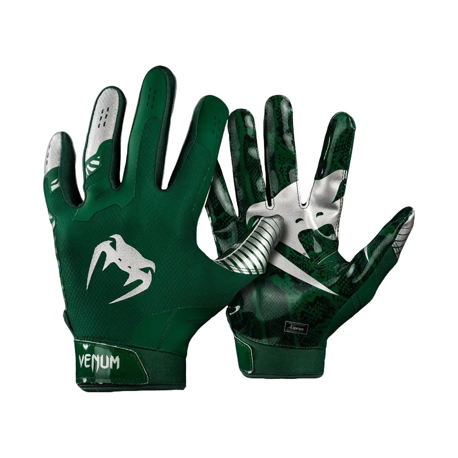 Venum Elite Men's Football Gloves - High-Performance Athletic Gear for Adult Training, Gameday - Forest Green/Silver