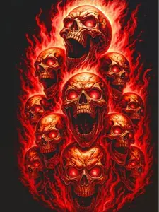 Halftone Skull Design for Black Fabric Ready to Press Heat Transfer DTF Transfer Direct to Film Heat Press Settings 300-320°F Cotton Polyester Firm Press Instructions