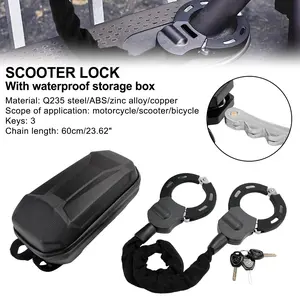 TopTeng Motorcycle Bike Electric Scooter Lock with Key 60cm Chain Lock Anti Theft With Waterproof Storage Bag
