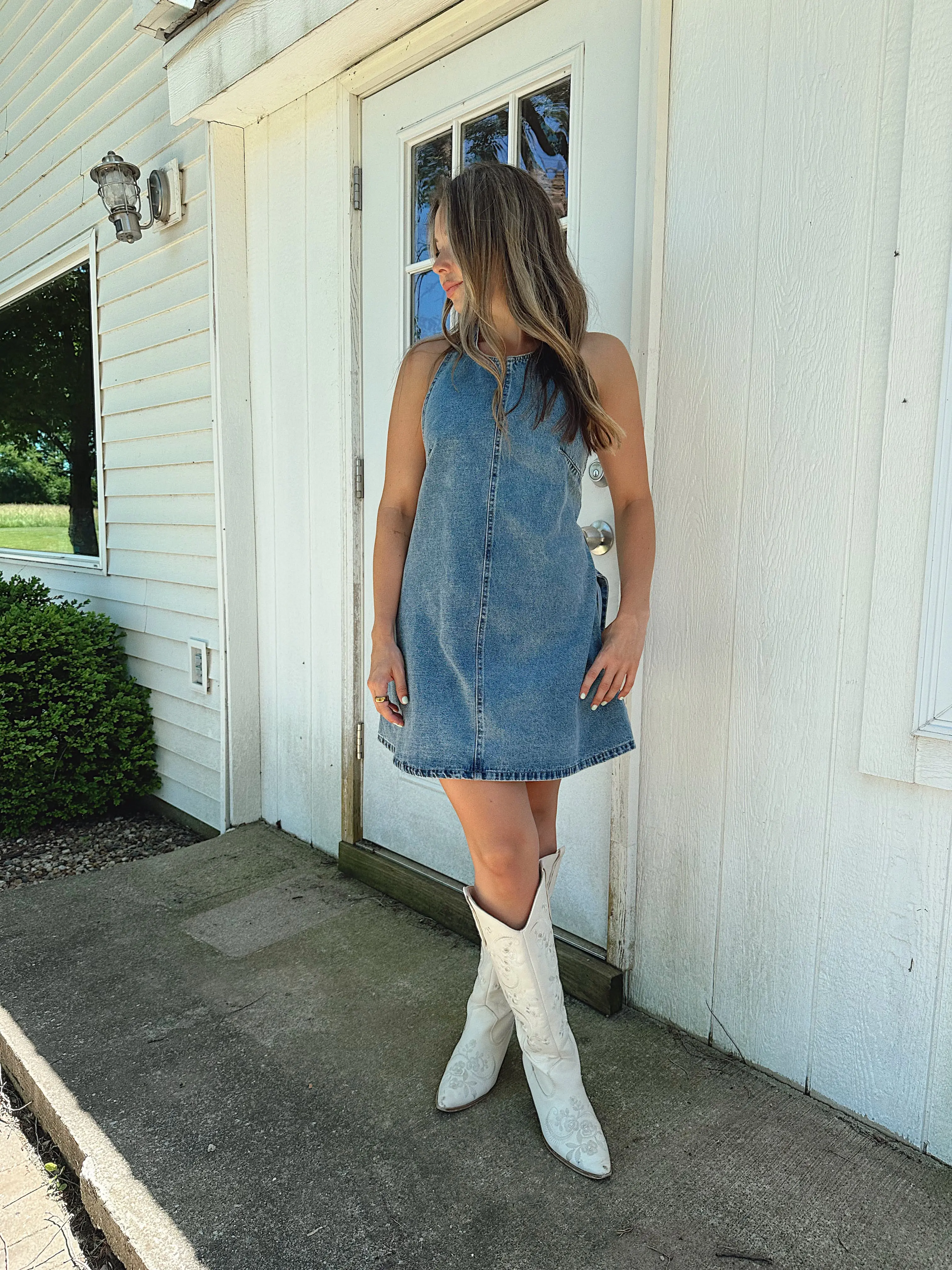 Sammy Denim Halter Mini Dress