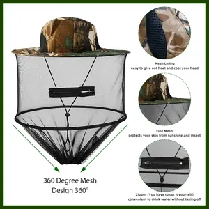 Fishing Hat Outdoor Bug Net Hat,Camouflage Mesh Headgear for Fishing & Hiking,Keep Bugs Away!