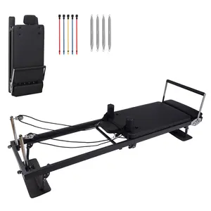 Garvee Portable Collapsible Pilates Reformer, Studio-Quality Home Gym Machine with Dual Resistance Springs and Cords, Quiet Heavy Duty Design for Beginners & Advanced Users