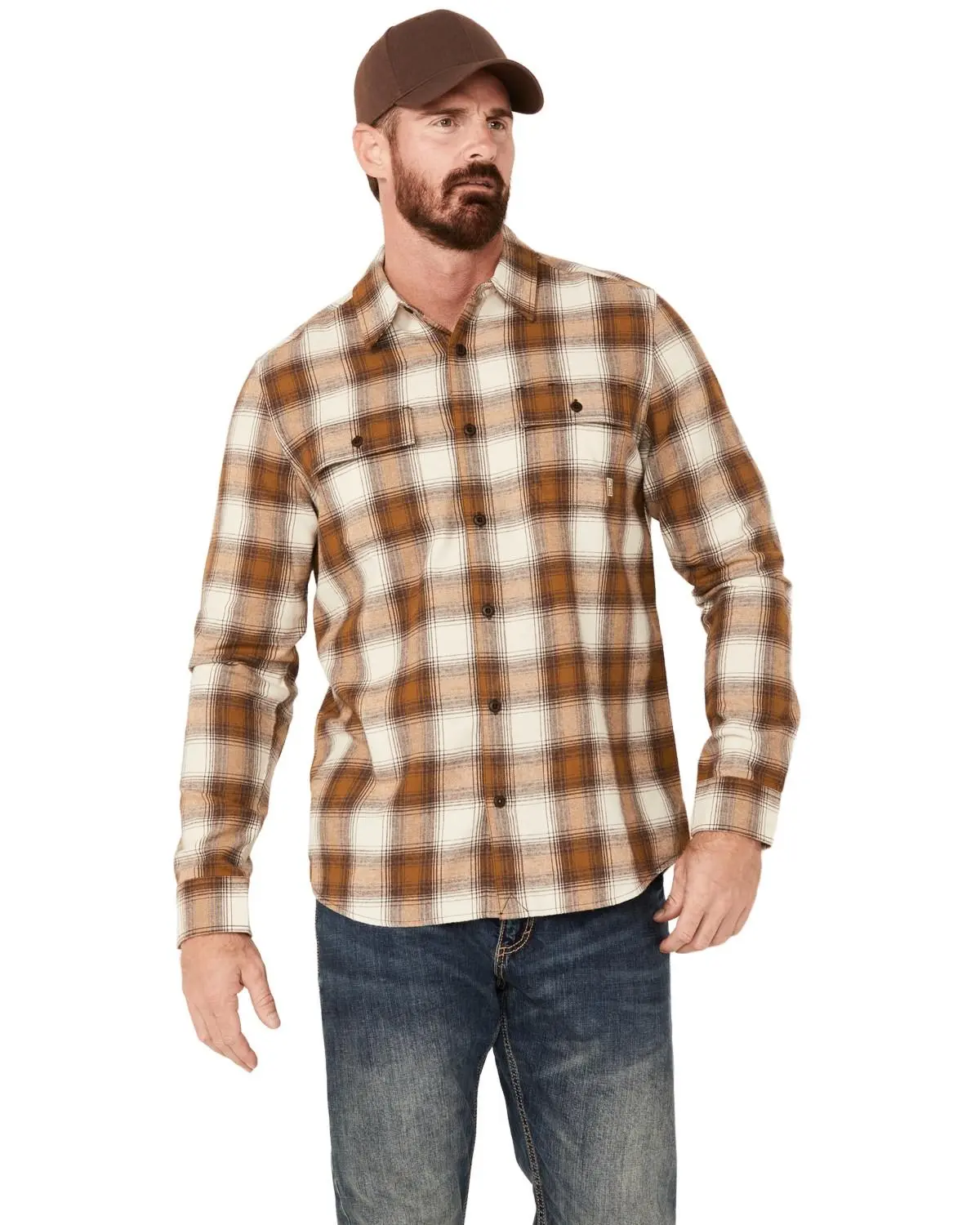 Brothers And Sons Men's Stewert Everyday Plaid Print Button Down Western Flannel - Basho23fl14-Dkbrwn