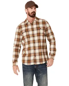 Brothers And Sons Men's Stewert Everyday Plaid Print Button Down Western Flannel - Basho23fl14-Dkbrwn
