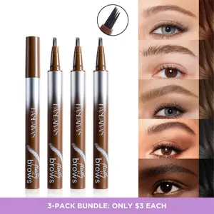 3PCS-2CHILL 4D Eyebrow Pen, Microblading Eyebrow Pencil, Long Lasting, Waterproof Easy To Color, Create Natural Hair-Like Brows,  Micro-Fork Tip