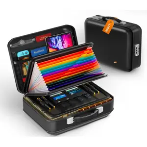 Fireproof Document Box with Lock, 5200?F Fireproof Water Resistant Hard Case File Organizer Safe Box for Important Documents, , Laptop,  (Black)