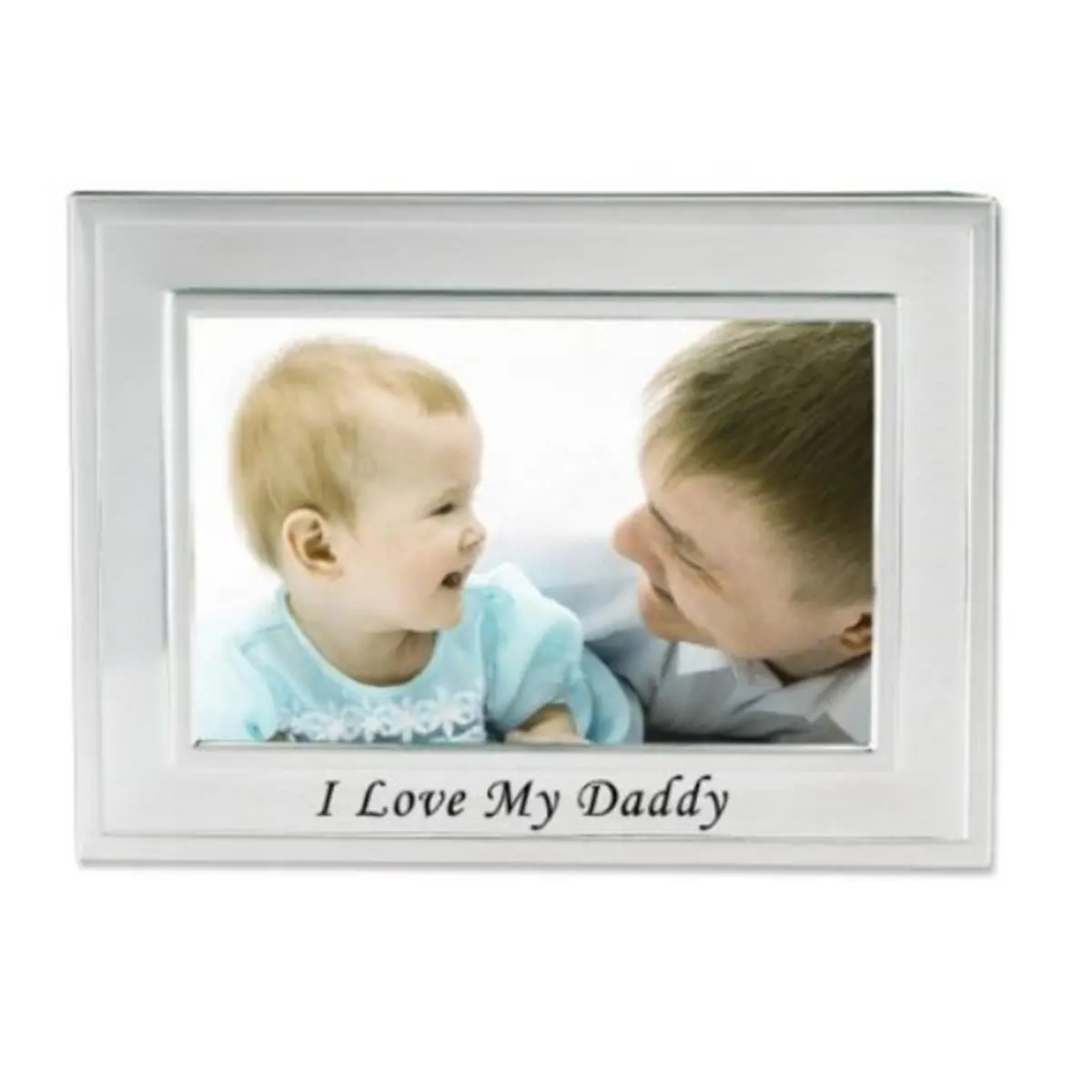 212 MAIN Classic Rectangular Silver-Plated Metal Picture Frame - 6x4 in, with Embossed "I Love My Daddy" & "Me And My Cousin" Text, Baby Home Decoration, Tabletop Display, Family Picture Frame, High Quality Frame