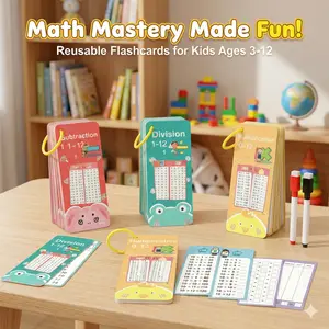 Reusable Multiplication Flash Cards 0-12 Set with Dry Erase Markers & Ring - 15PCS Math Learning Games, Write & Wipe Times Table Practice for Grades 2-5, Classroom & Home Essentials