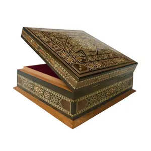 Handmade Large Moroccan Squared Gift Box With a Star Inlaid Mother of Pearl