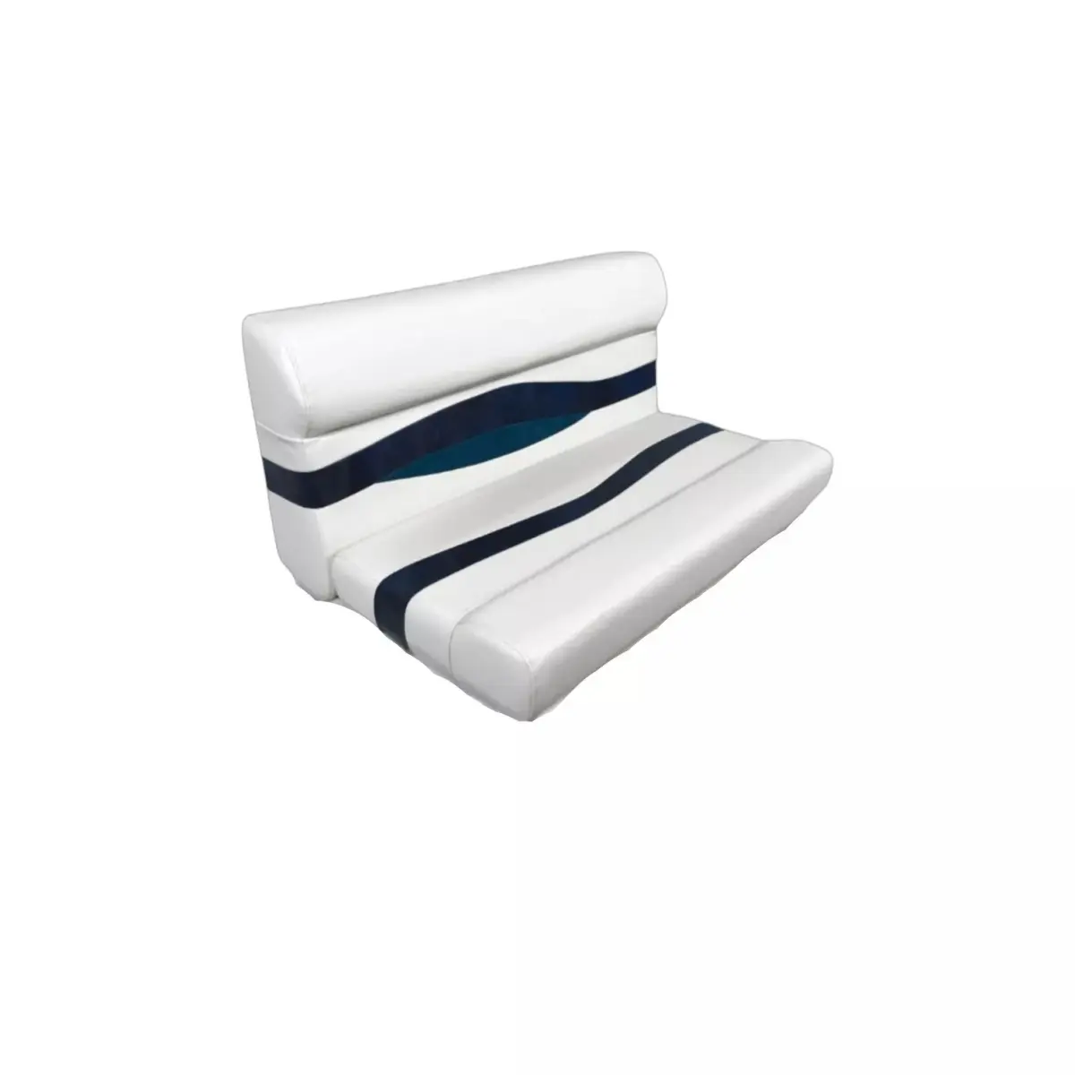 Horizon Manufacturing 3201-AADK 37 in. Elite Series Pontoon Bench Seat Cushion Set - White, Navy & Blue - All-Weather, Anti-Slip, Water-Resistant, Interchangeable, Removable Seat Outdoor Pads & Cushions