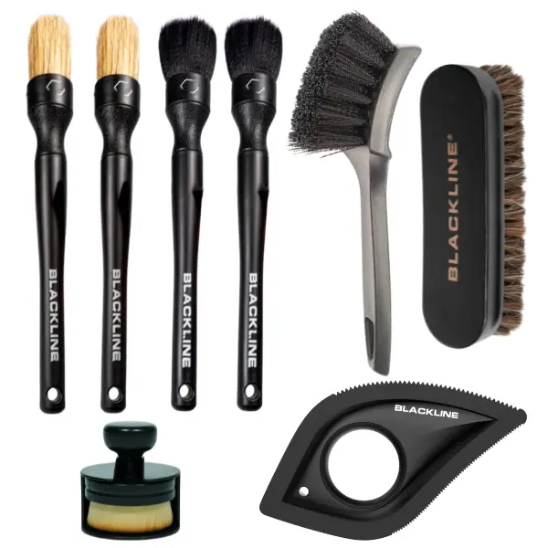 BLACKLINE Brush Kit – Premium Detailing Brush Set for Interior & Exterior | Ultra Soft, Boar’s Hair, Tire, Leather & Pet Hair Removal Brushes