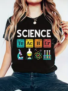 100% Cotton Science Teacher Chemistry Biology Physics Teacher Student T-Shirt Cotton Shirt, Short Sleeve Tops Crewneck Tshirt
