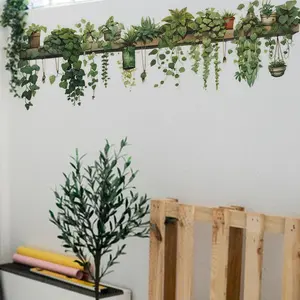 Creative Hanging Basket Plant Wall Sticker, Bedroom Living Room Decor, Self-Adhesive Removable Vinyl, Enhance Your Space Aesthetically