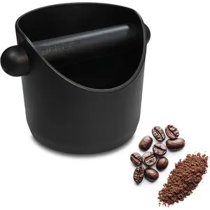 Espresso Compact Knock Box (4"x4"), Shock Absorbent Knock Box Non-Slip Base & Removable Rubber Knock Bar Coffee Puck Box, Durable Espresso Dump Bin for Home/Office, Dishwasher Safe
