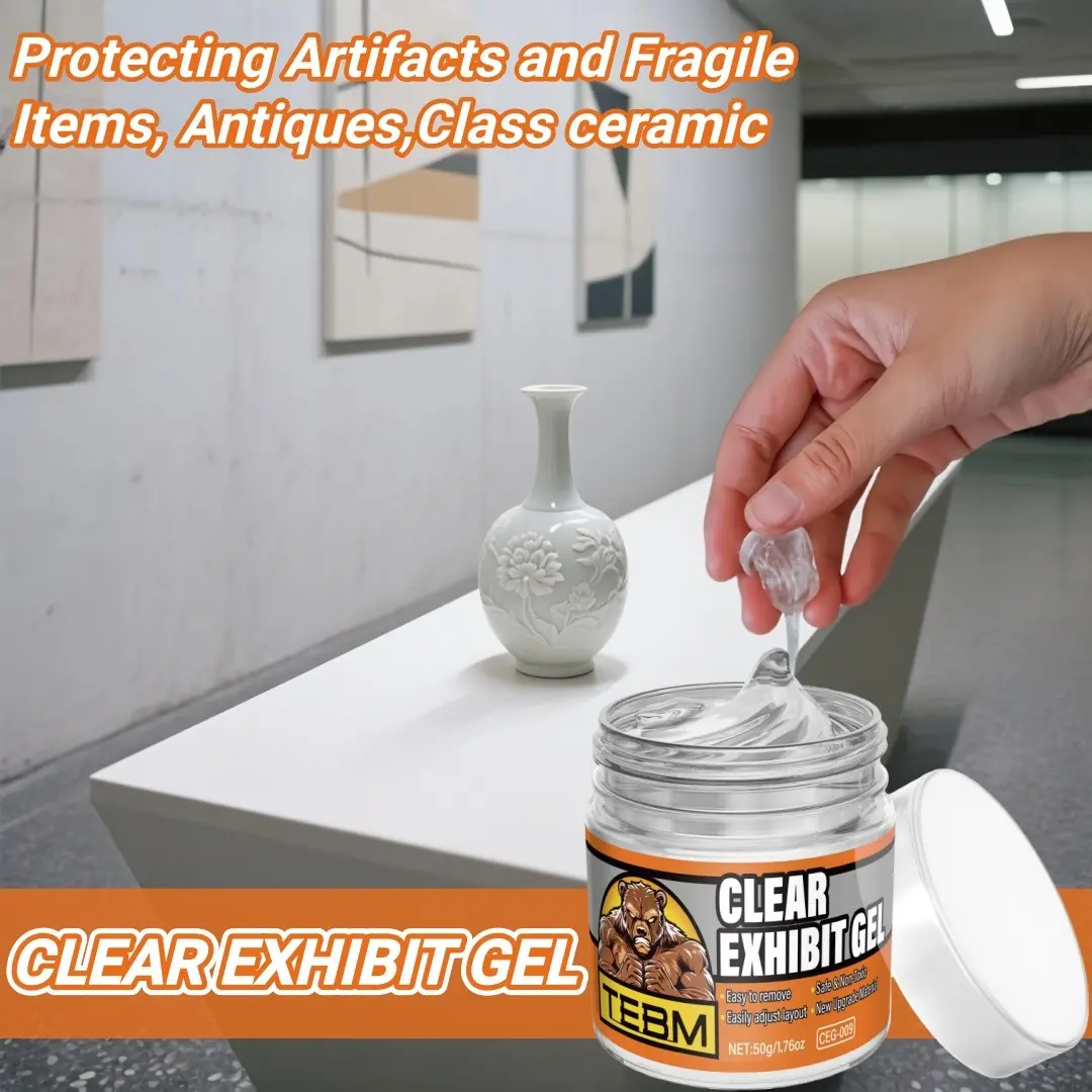 High Transparency Display Gel, Removable No Residue High Bond Adhesive, Anti-Shake for Figurines Jewelry Specimens Museum Displays