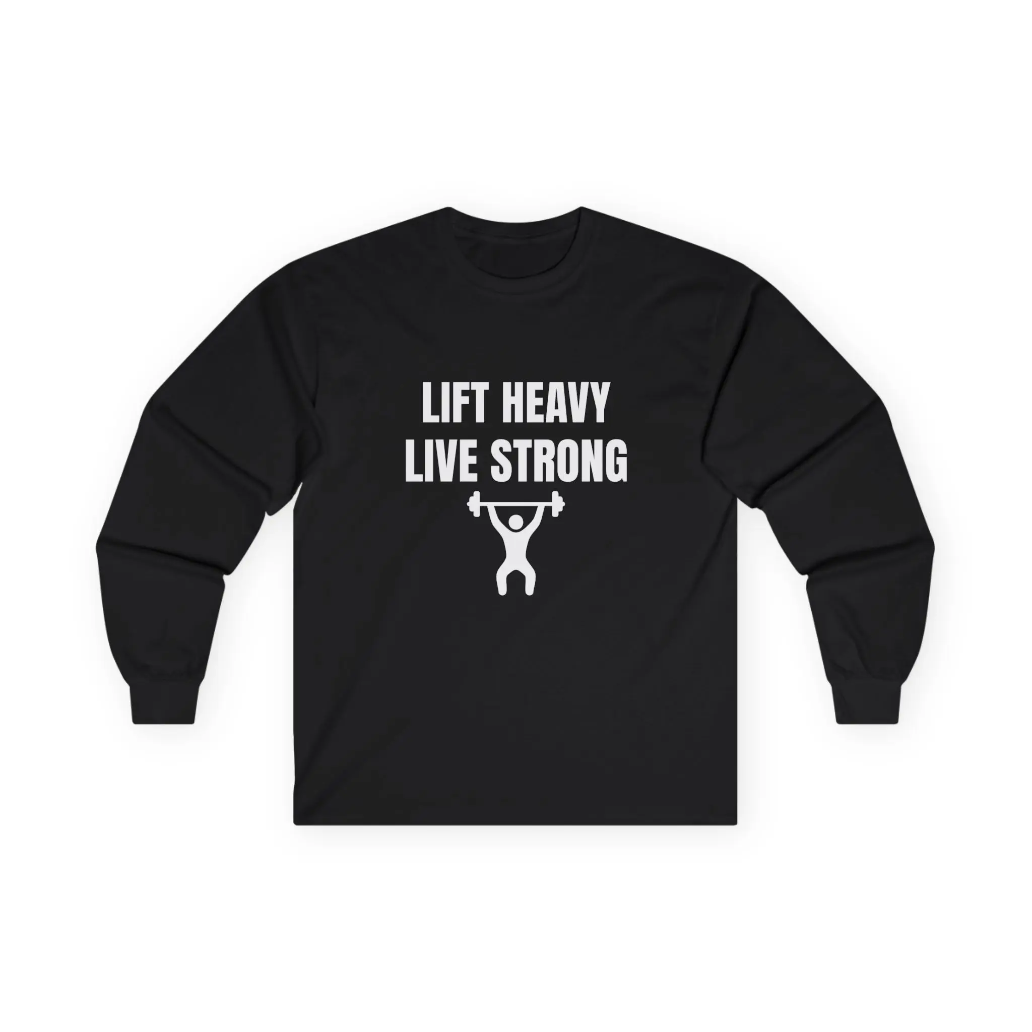 Lift Heavy Live Strong weightlifter graphic long sleeve tee | Fitness workout apparel