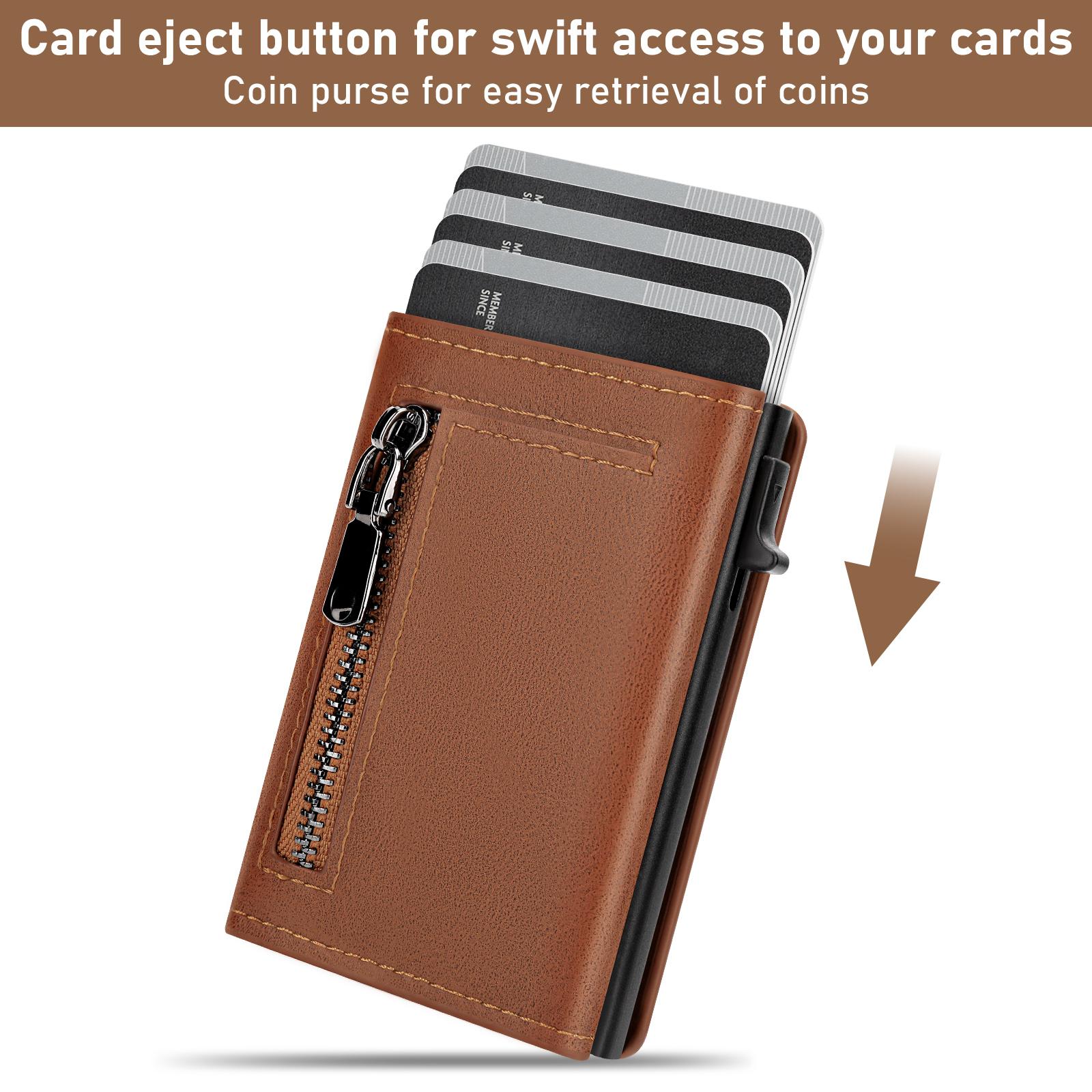 Wallet for Men Pop up Card Holder, Smart, Slim, Minimalist Design for Front Pocket, Premium RFID Blocking, 10-14 Card Capacity | ID Window | Cash Slot