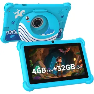 7-inch Tablet for Toddlers, Android 12, 4GB RAM, 32GB ROM, WiFi, Bluetooth, Safe Eye Protection IPS Screen, Parental Controls, Dual Camera, Transparent Case for Education & Gaming (Blue)