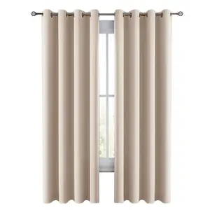 84-Inch Long Drop Double Panel Solid Curtains Grommet Top Blackout Curtains - 42"x84" (BEIGE)