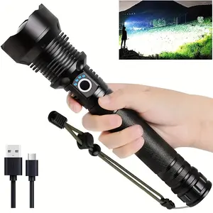 P70 High-Power Flashlight USB Rechargeable Super Bright Long-Range 5 Modes Waterproof for Camping Hiking Home Emergency Car Backup