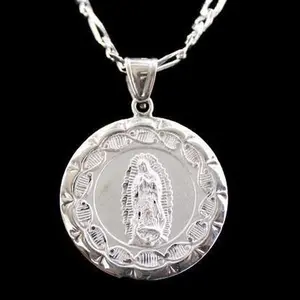 Our Lady of Guadalupe & Sacred Heart of Jesus with Necklace (Solid.925 Silver)