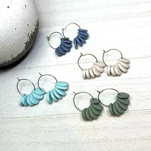 Polymer clay hoop dangle earrings
