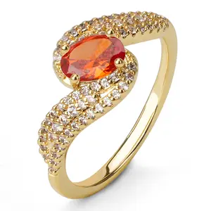 MEIITRUE Oval-Cut Premium Cubic Zirconia Rings for Women, 14K Gold Plated Statement Rings, Women's Trendy Engagement Jewelry