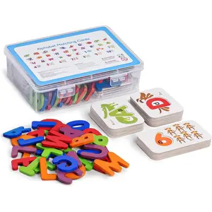 Alphabet Flash Cards Wooden Letter Puzzle ABC Sight Words Matching Games Counting Board Preschool Educational Montessori Toys for Toddlers Boys Girls 3+ Years (36 Cards& 37 Wood Pieces)