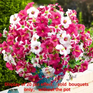 20 Pack Artificial Morning Glory Flowers, Realistic Faux Floral Decor, Home Decoration Bouquet, UV Resistant, No Maintenance, Indoor Outdoor Decoration