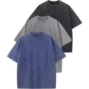 3 Pack Men Oversized T Shirts Vintage Tee Loose Fit Short Sleeve Casual Streetwear Baggy Washed Unisex Tops