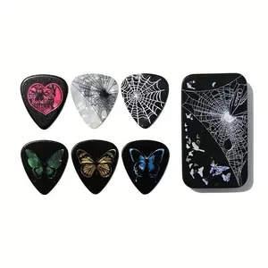 Guitar Picks with Storage Box, Gothic Style Non-slip Guitar Pick, Music Accessories for Rock/Metal Musicians